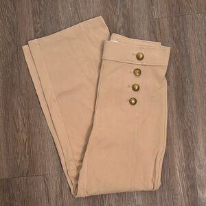LOFT Tan Button-Detail Trousers